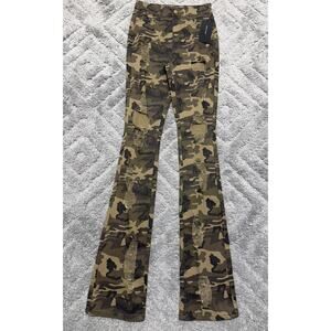 American Bazi Los Angeles High Rise Ruched Boot Camo Distressed jeans sz S New